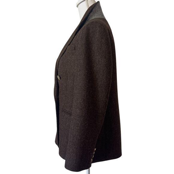 J.Crew Bristol Blazer Jacket Chocolate Brown Wool Double Breasted Size 10P - Picture 7 of 11